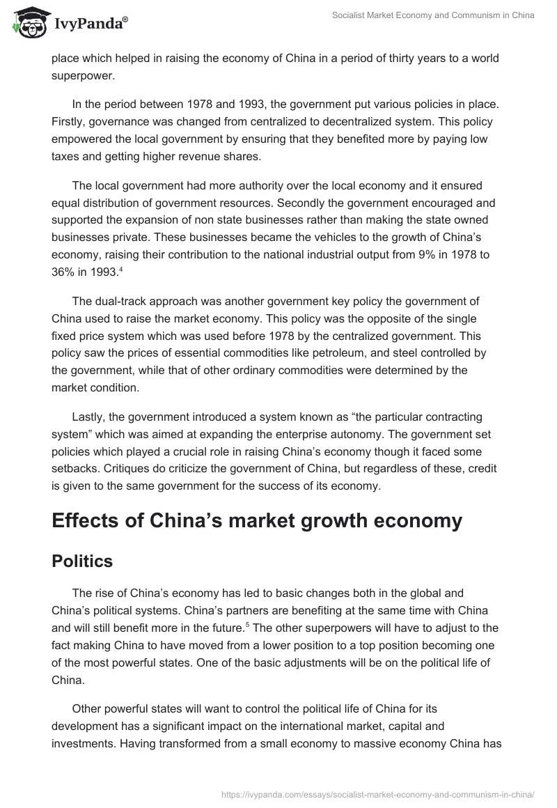 Socialist Market Economy and Communism in China. Page 4