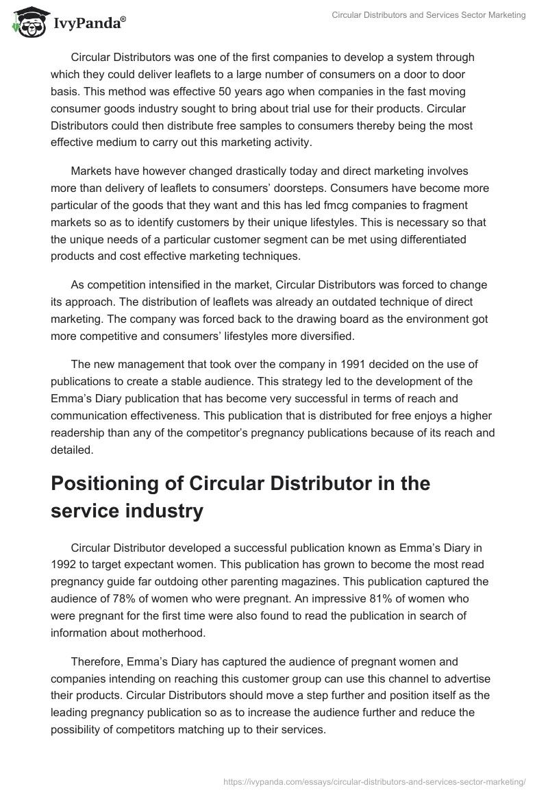 Circular Distributors and Services Sector Marketing. Page 2