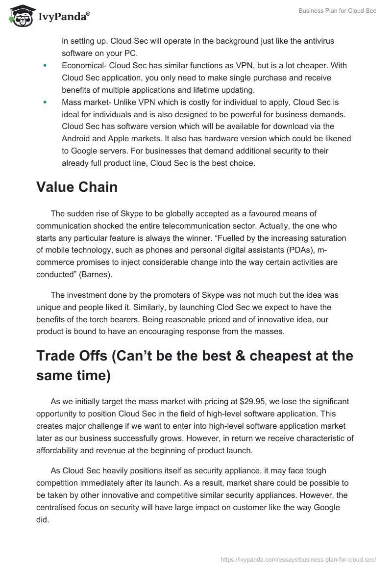 Business Plan for Cloud Sec. Page 2