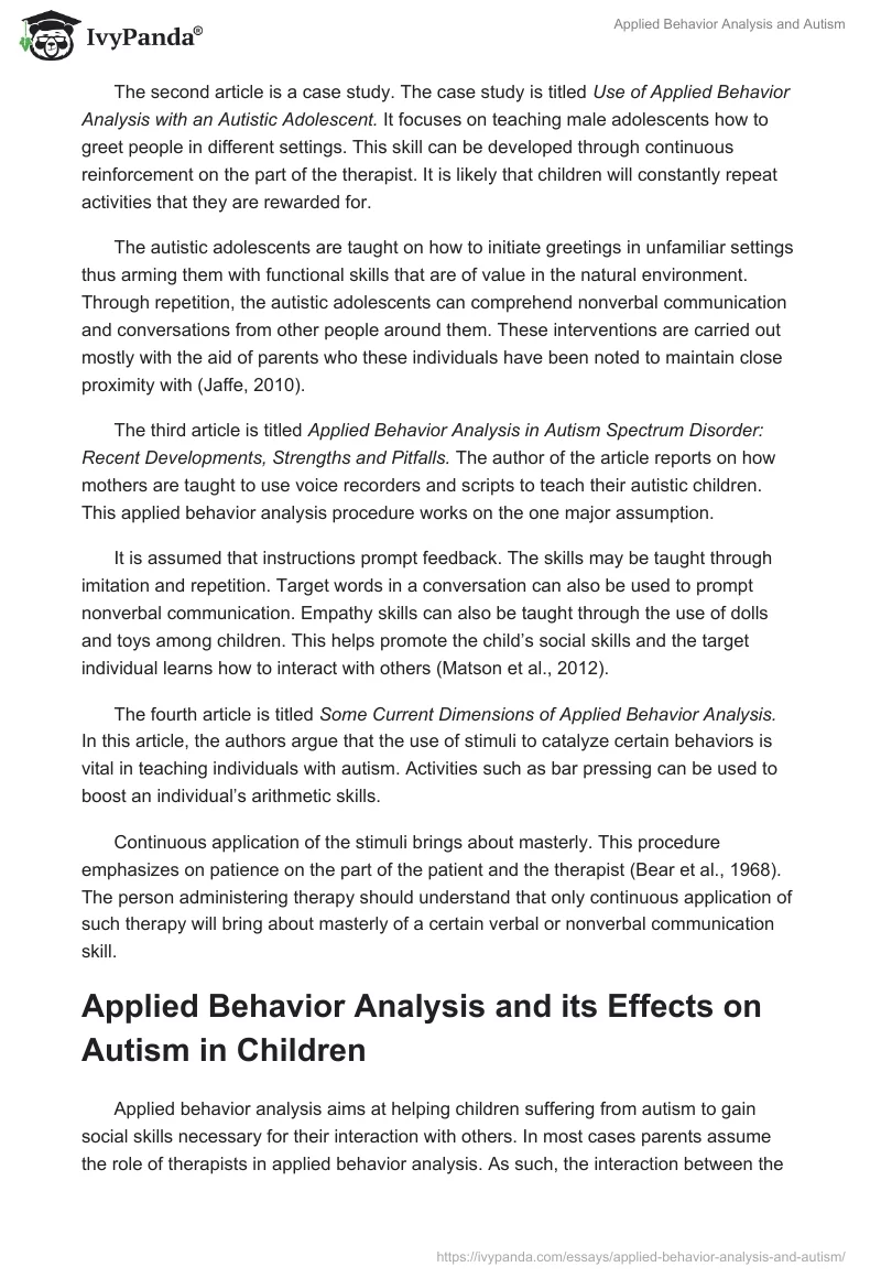 Applied Behavior Analysis and Autism. Page 2