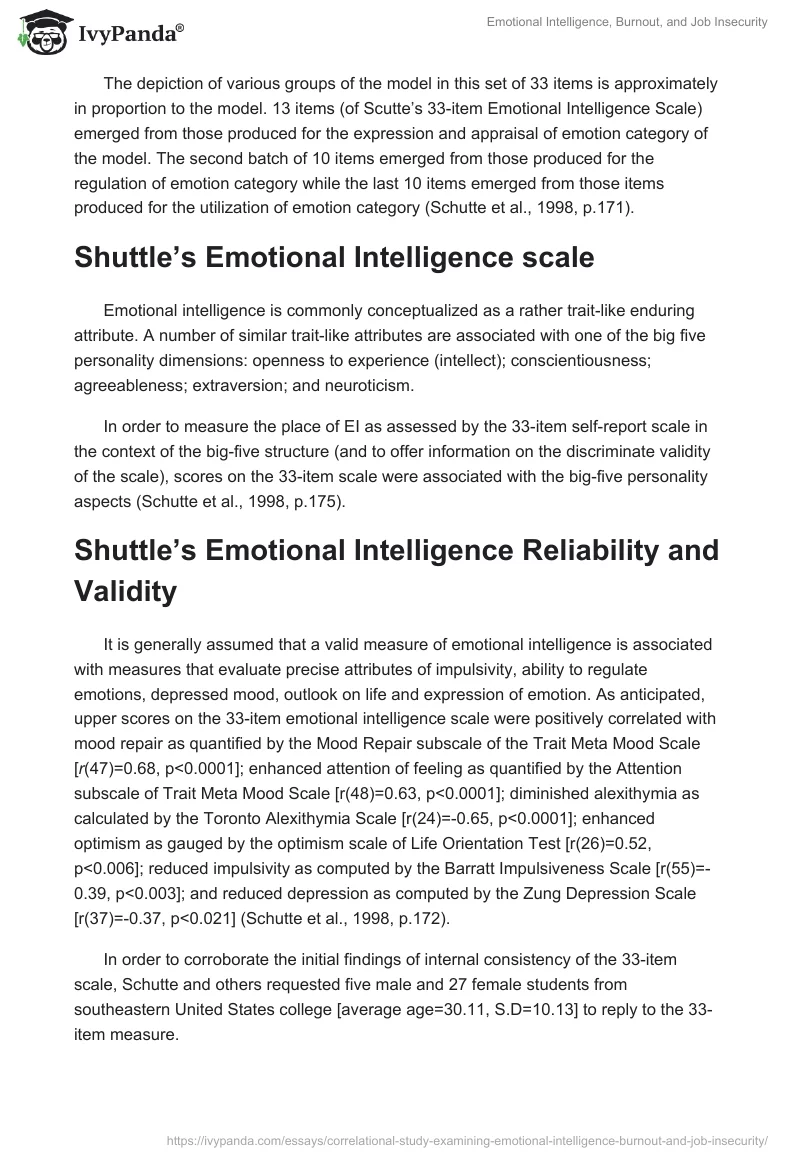 Emotional Intelligence, Burnout, and Job Insecurity. Page 3