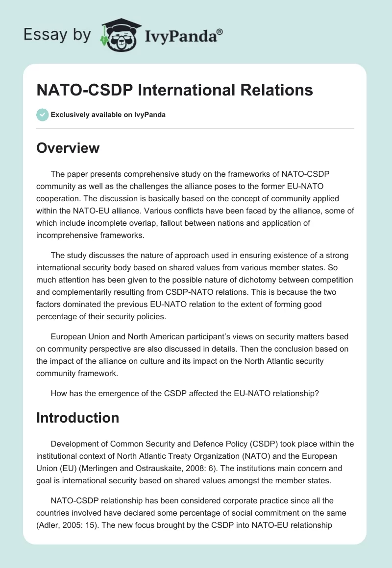 NATO-CSDP International Relations. Page 1