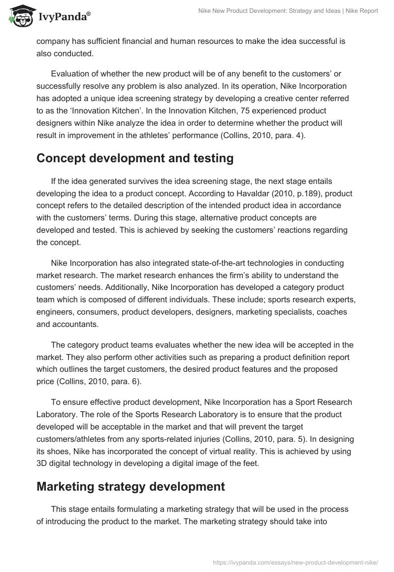 Nike New Product Development: Strategy and Ideas | Nike Report. Page 4