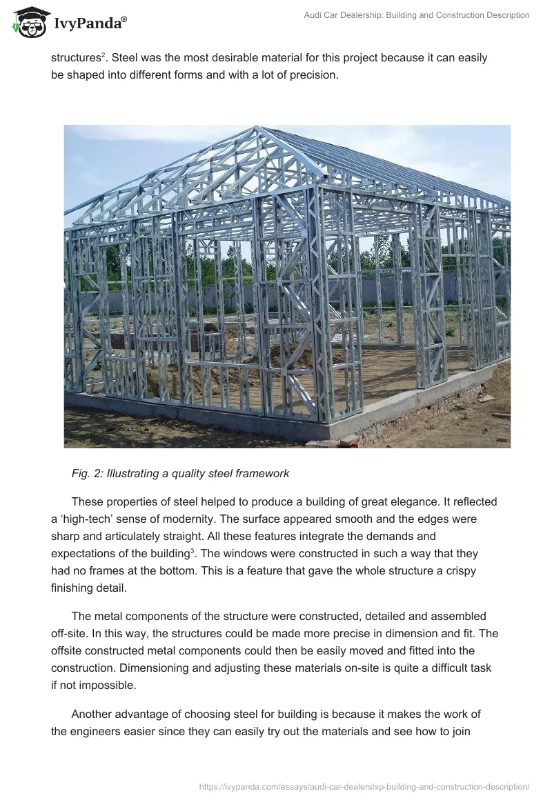Audi Car Dealership: Building and Construction Description. Page 4