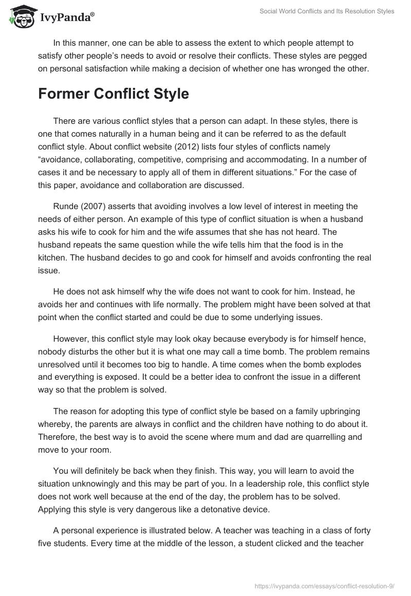 Social World Conflicts and Its Resolution Styles. Page 2