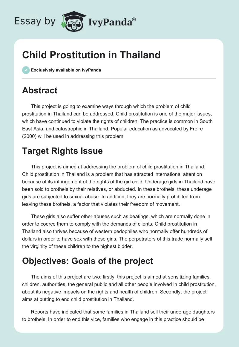 Child Prostitution in Thailand. Page 1