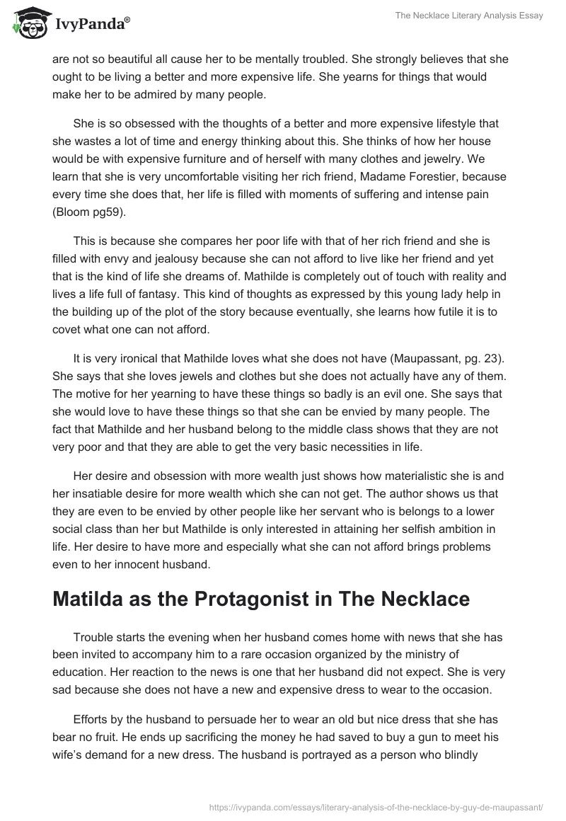 The Necklace Literary Analysis Essay. Page 2