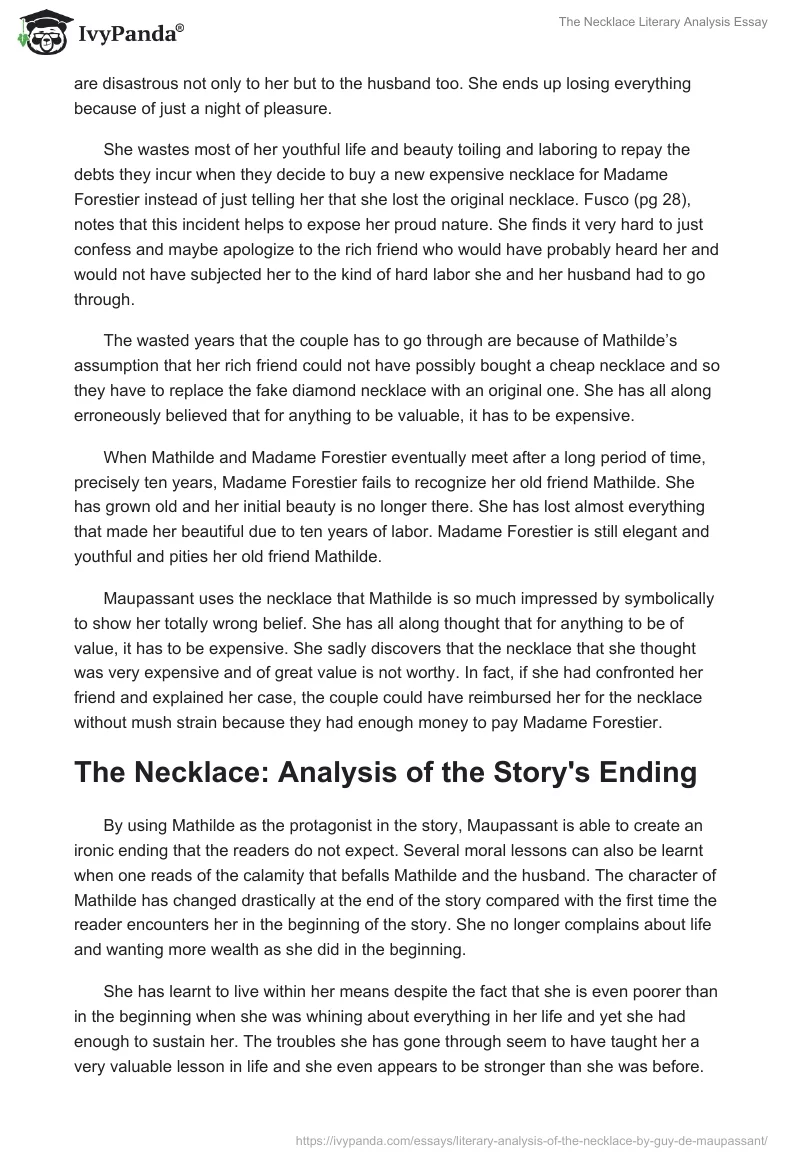 The Necklace Literary Analysis Essay. Page 4