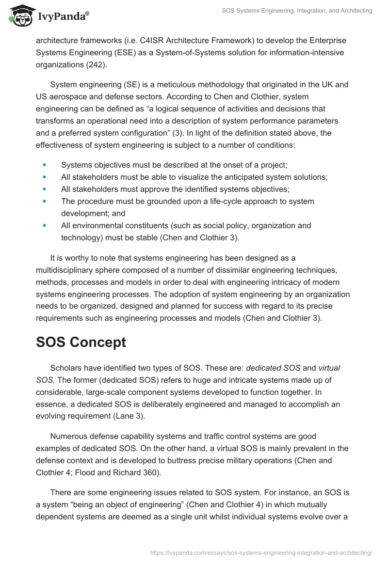 SOS Systems Engineering, Integration, and Architecting. Page 2