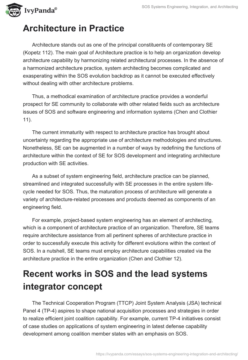 SOS Systems Engineering, Integration, and Architecting. Page 4