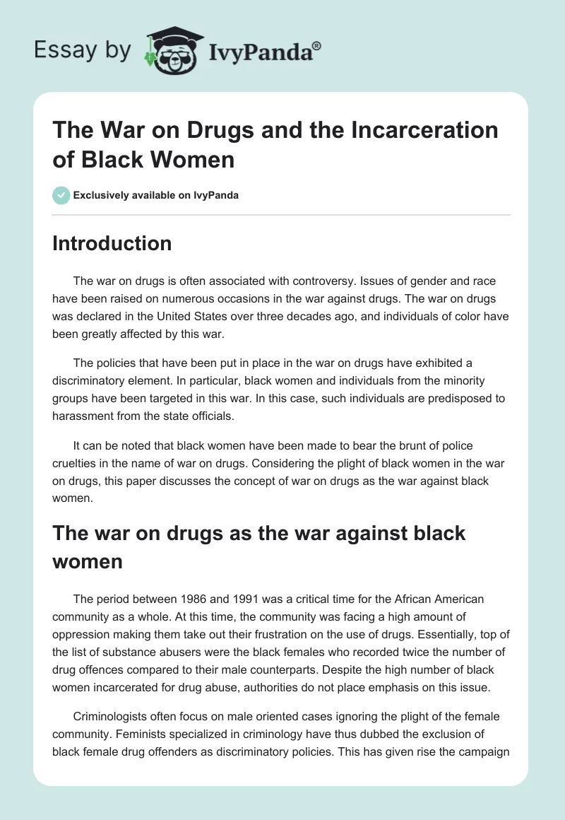 The War on Drugs and the Incarceration of Black Women. Page 1