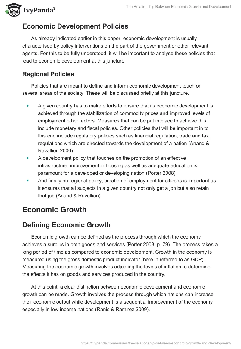 The Relationship Between Economic Growth and Development. Page 3