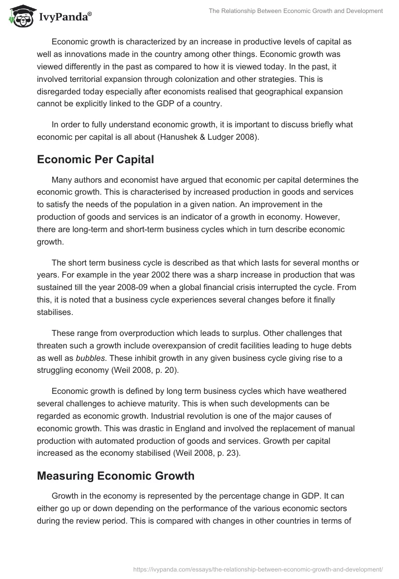 The Relationship Between Economic Growth and Development. Page 4