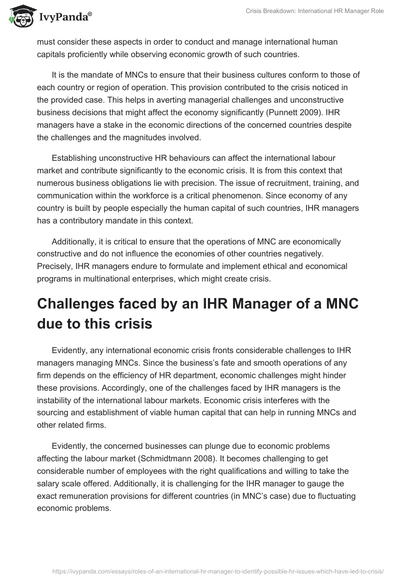 Crisis Breakdown: International HR Manager Role. Page 3
