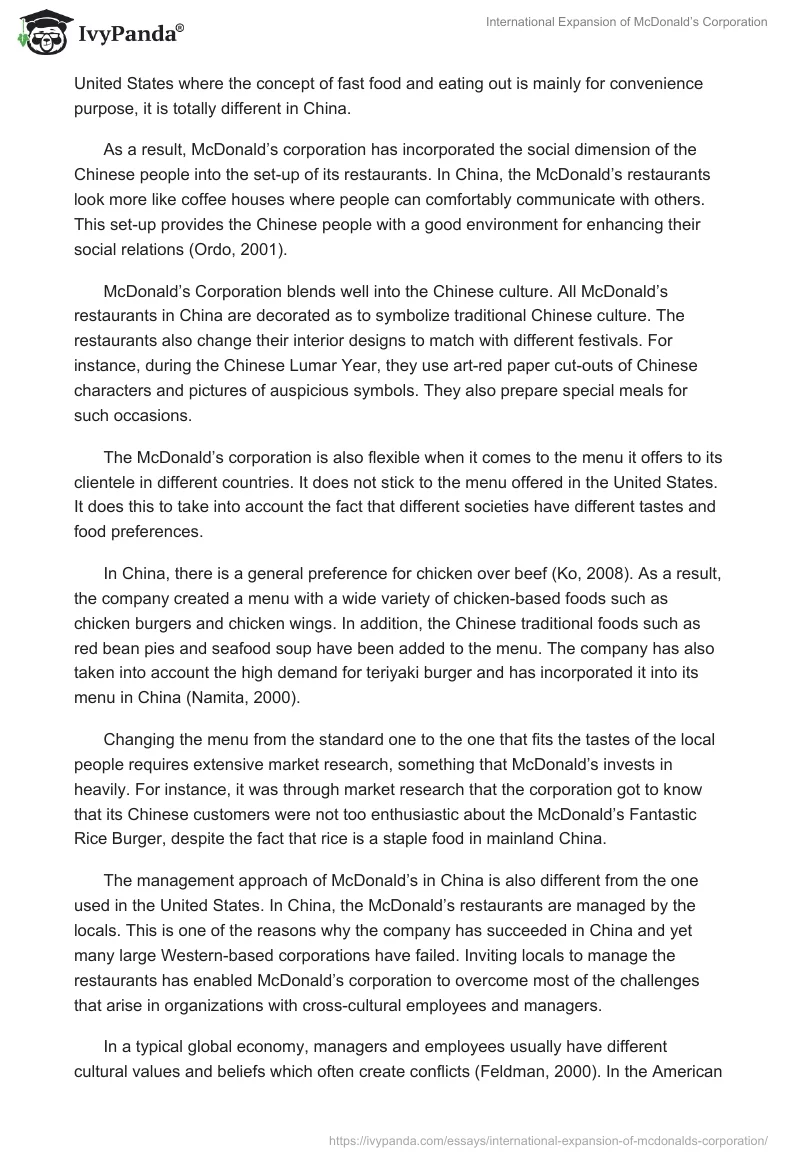 International Expansion of McDonald’s Corporation. Page 3