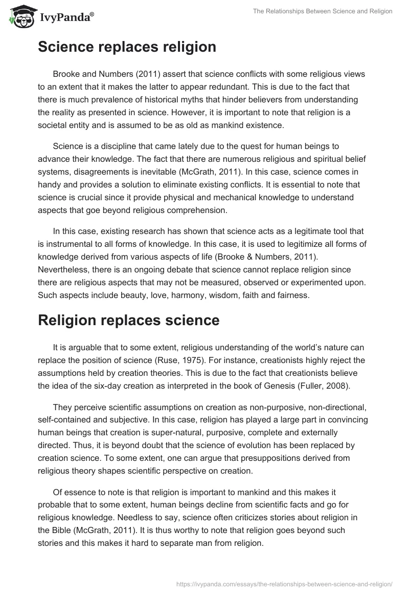 The Relationships Between Science and Religion. Page 4