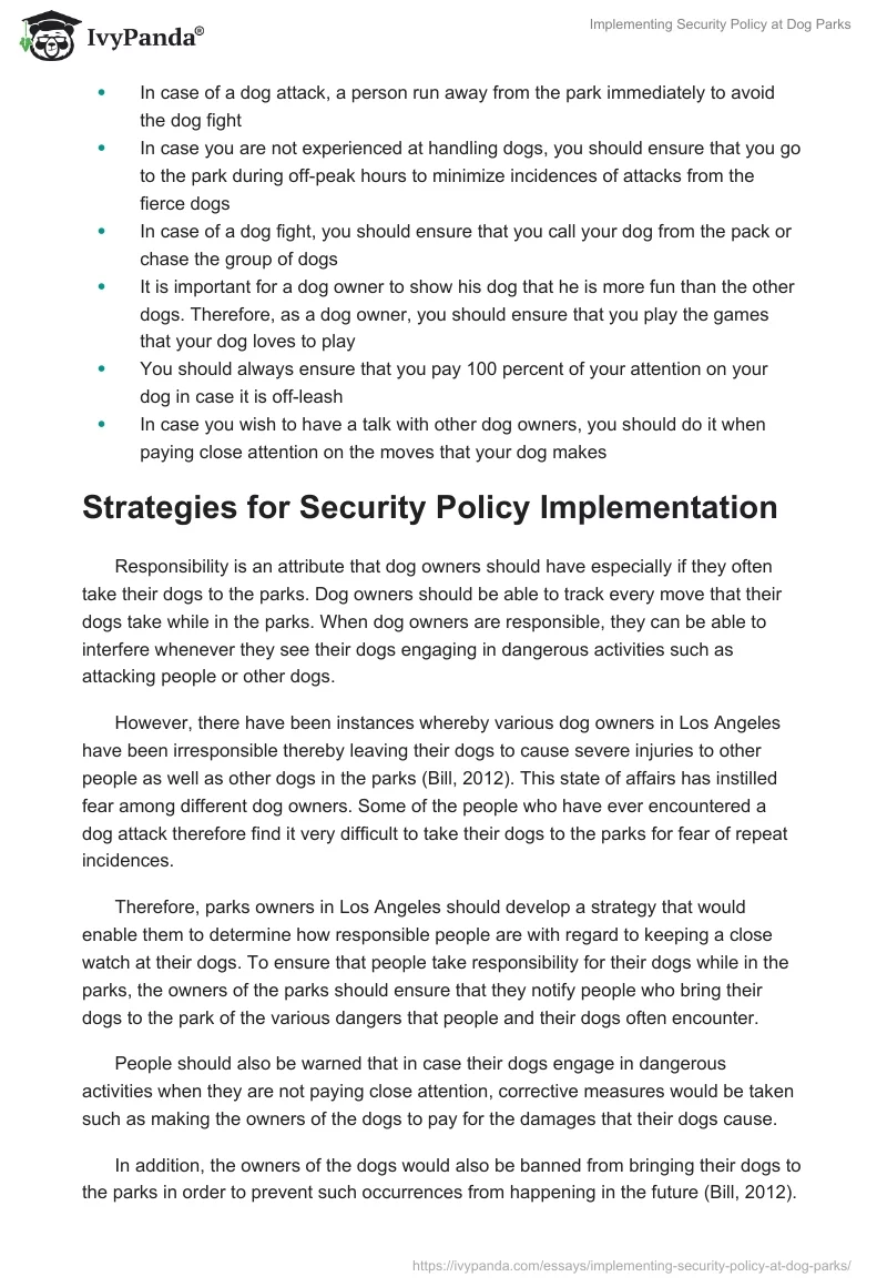 Implementing Security Policy at Dog Parks. Page 3