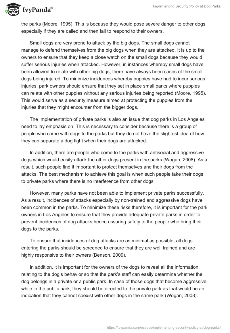 Implementing Security Policy at Dog Parks. Page 5