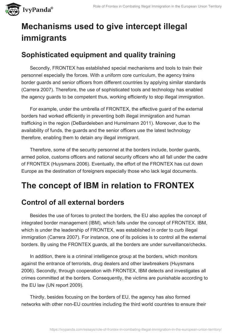 Role of Frontex in Combating Illegal Immigration in the European Union Territory. Page 3