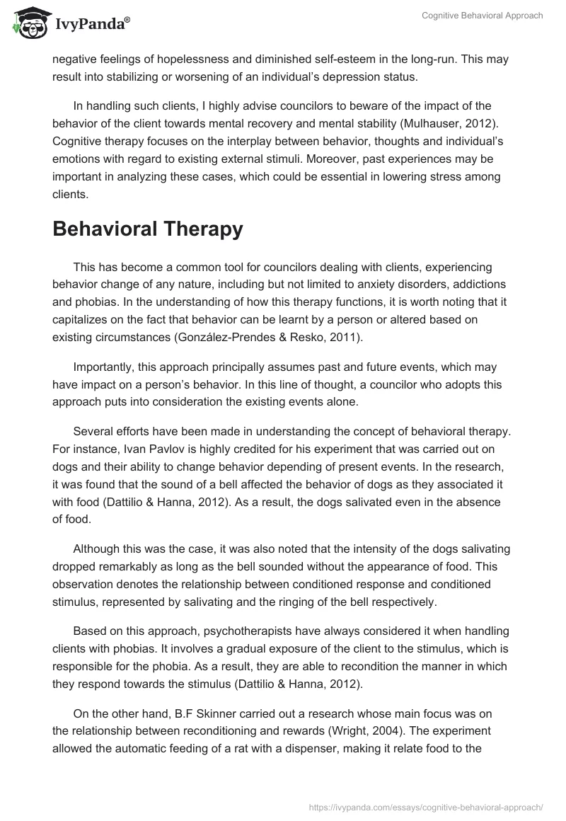 Cognitive Behavioral Approach. Page 3