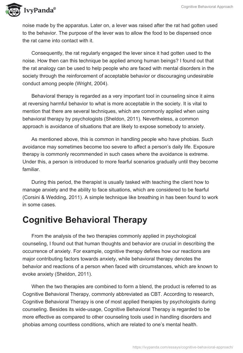 Cognitive Behavioral Approach. Page 4