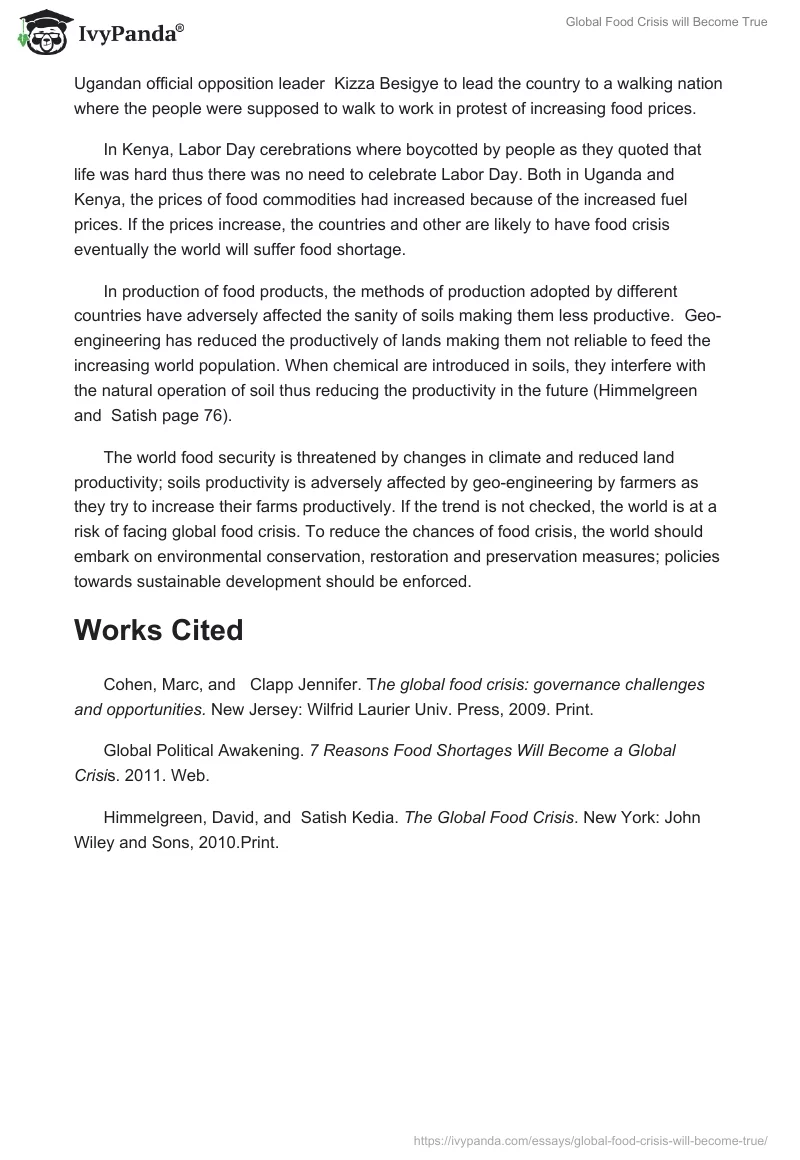 Global Food Crisis will Become True. Page 4