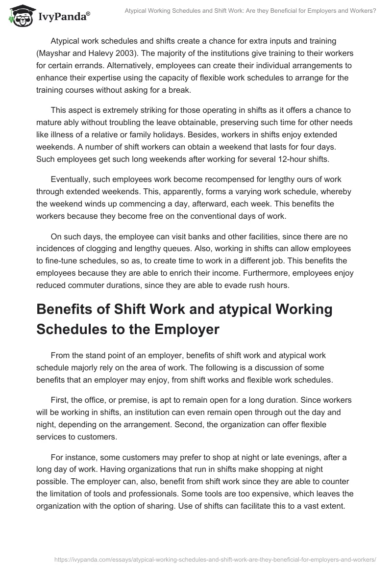Atypical Working Schedules and Shift Work: Are they Beneficial for Employers and Workers?. Page 4