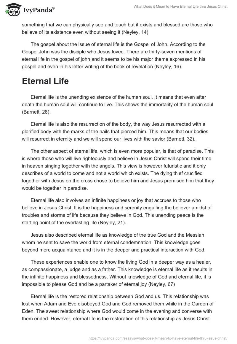 What Does it Mean to Have Eternal Life thru Jesus Christ. Page 2