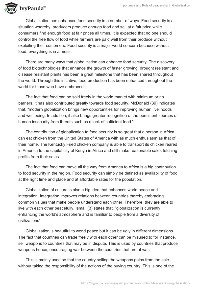Importance and Role of Leadership in Globalization. Page 3