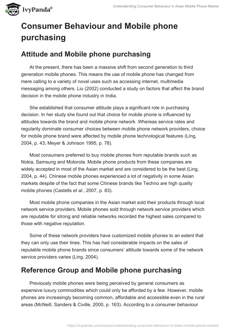 Understanding Consumer Behaviour in Asian Mobile Phone Market. Page 3
