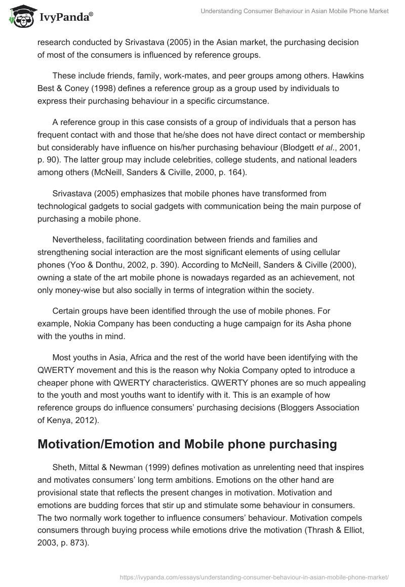 Understanding Consumer Behaviour in Asian Mobile Phone Market. Page 4