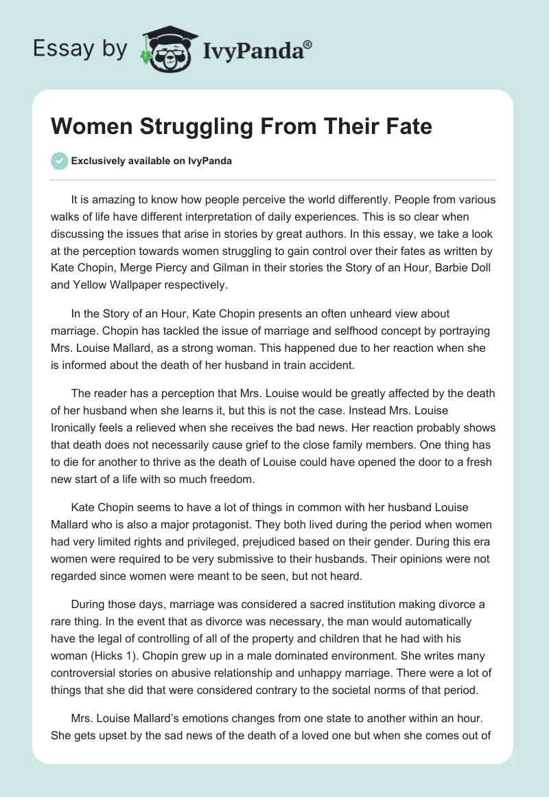 Women Struggling From Their Fate. Page 1