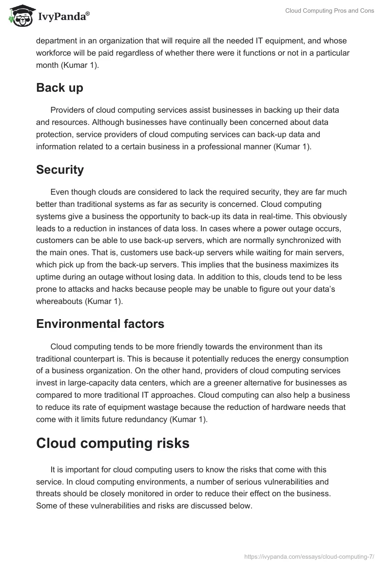 Cloud Computing Pros and Cons. Page 5