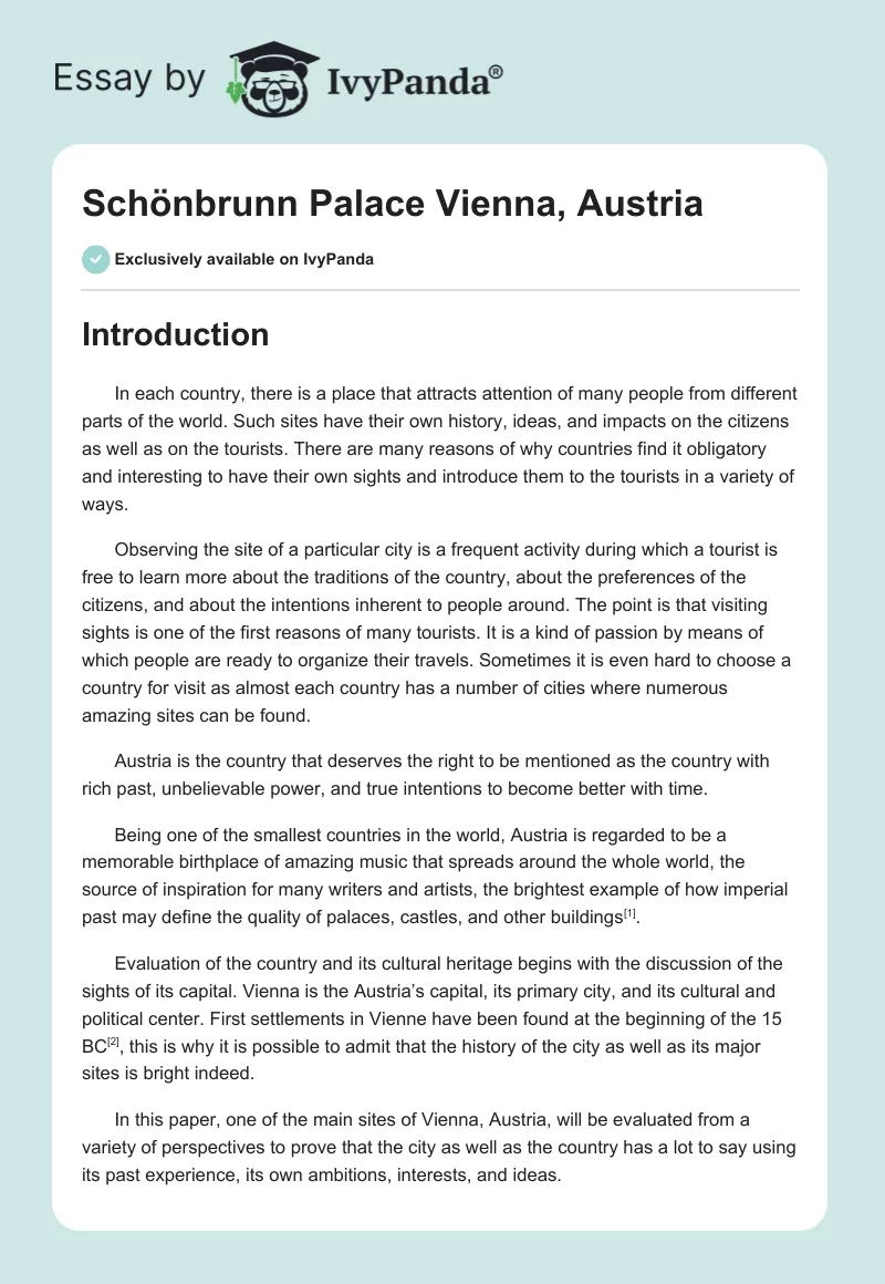 Schönbrunn Palace Vienna, Austria. Page 1