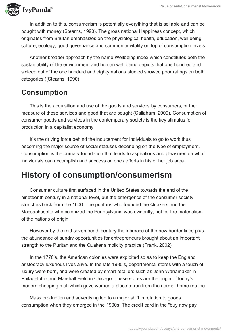 Value of Anti-Consumerist Movements. Page 2