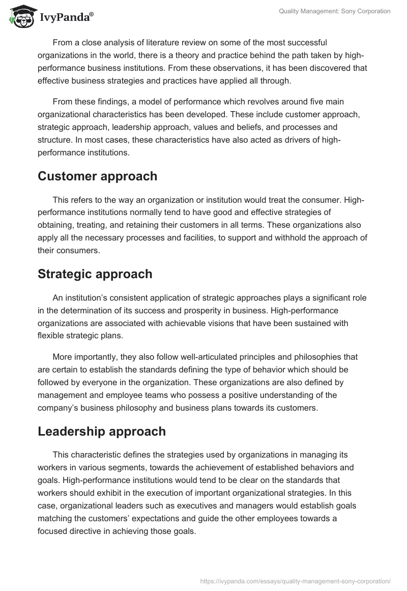 Quality Management: Sony Corporation. Page 4
