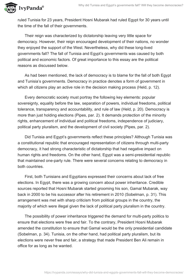 Why did Tunisia and Egypt’s governments fall? Will they become democracies?. Page 2