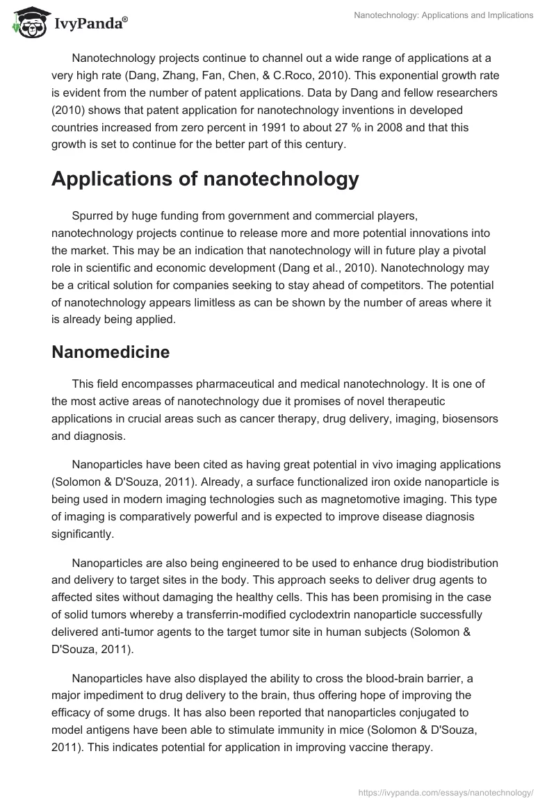 Nanotechnology: Applications and Implications. Page 3