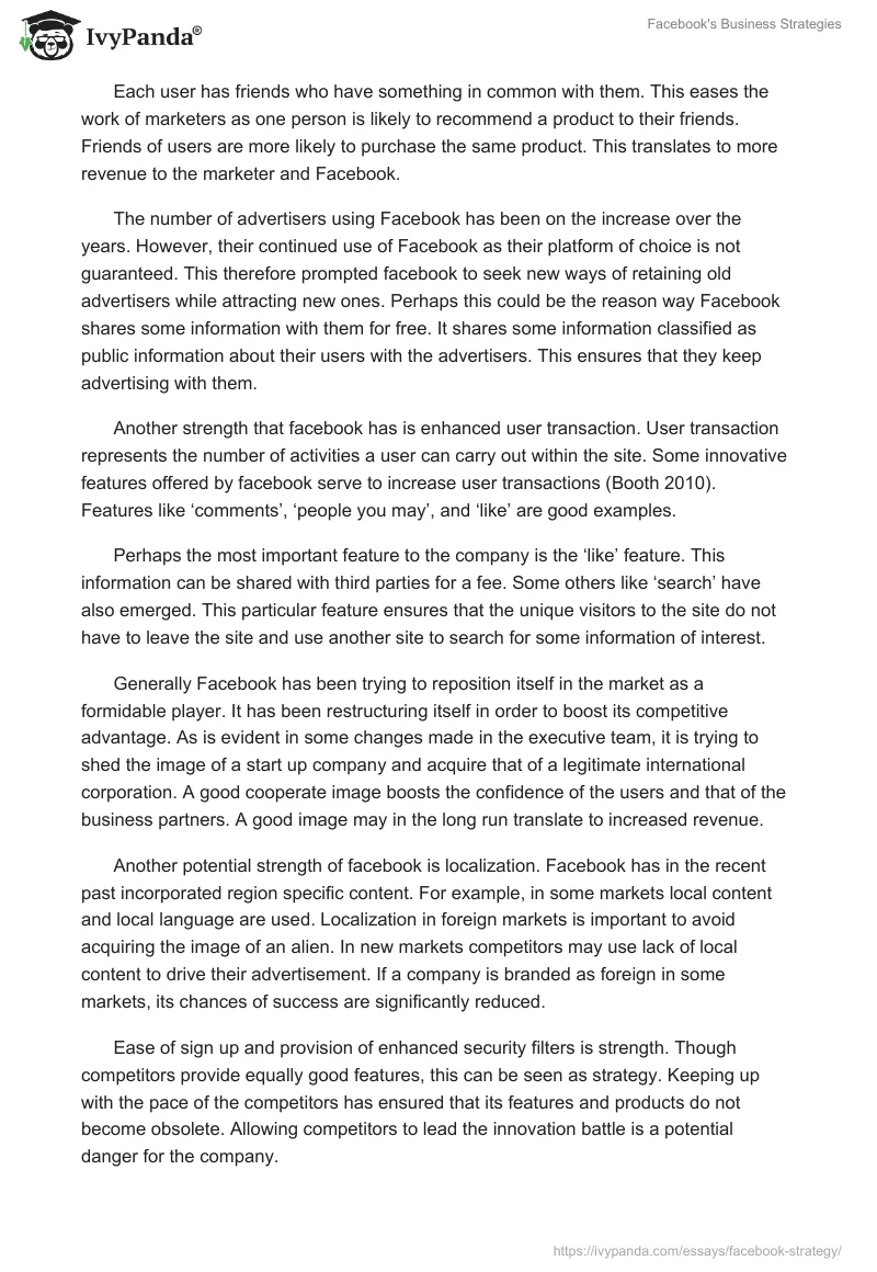 Facebook's Business Strategies. Page 3