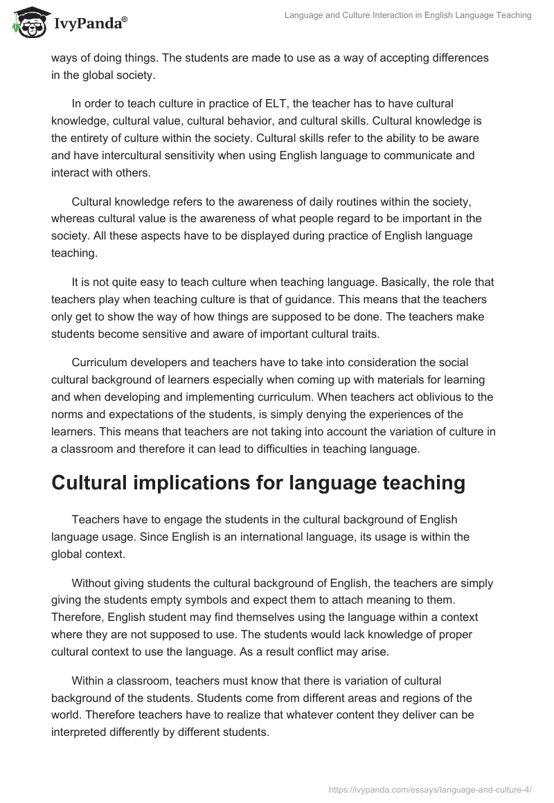 Language and Culture Interaction in English Language Teaching. Page 2