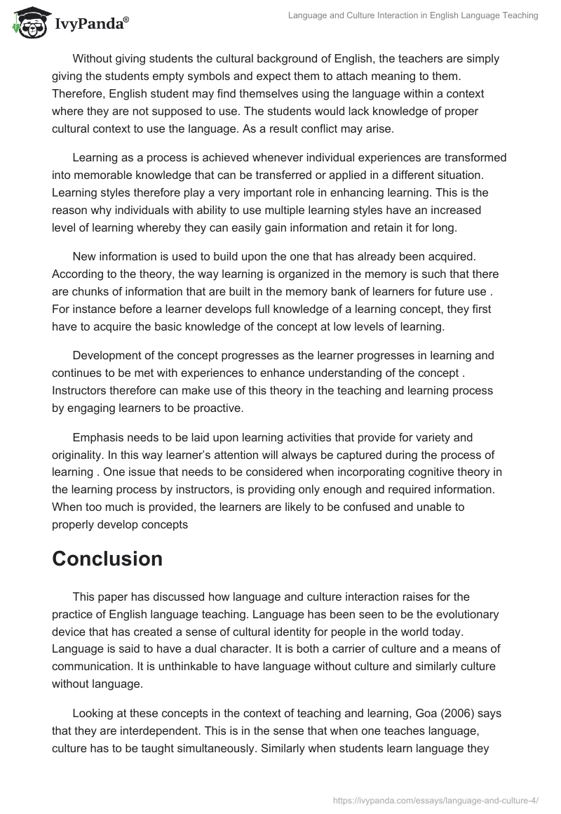 Language and Culture Interaction in English Language Teaching. Page 5