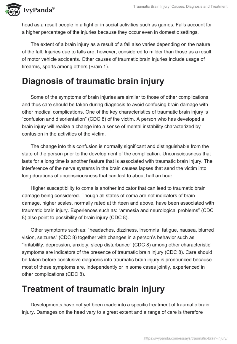 Traumatic Brain Injury: Causes, Diagnosis and Treatment. Page 3