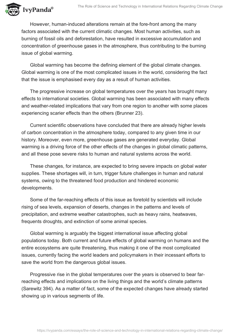 The Role of Science and Technology in International Relations Regarding Climate Change. Page 3