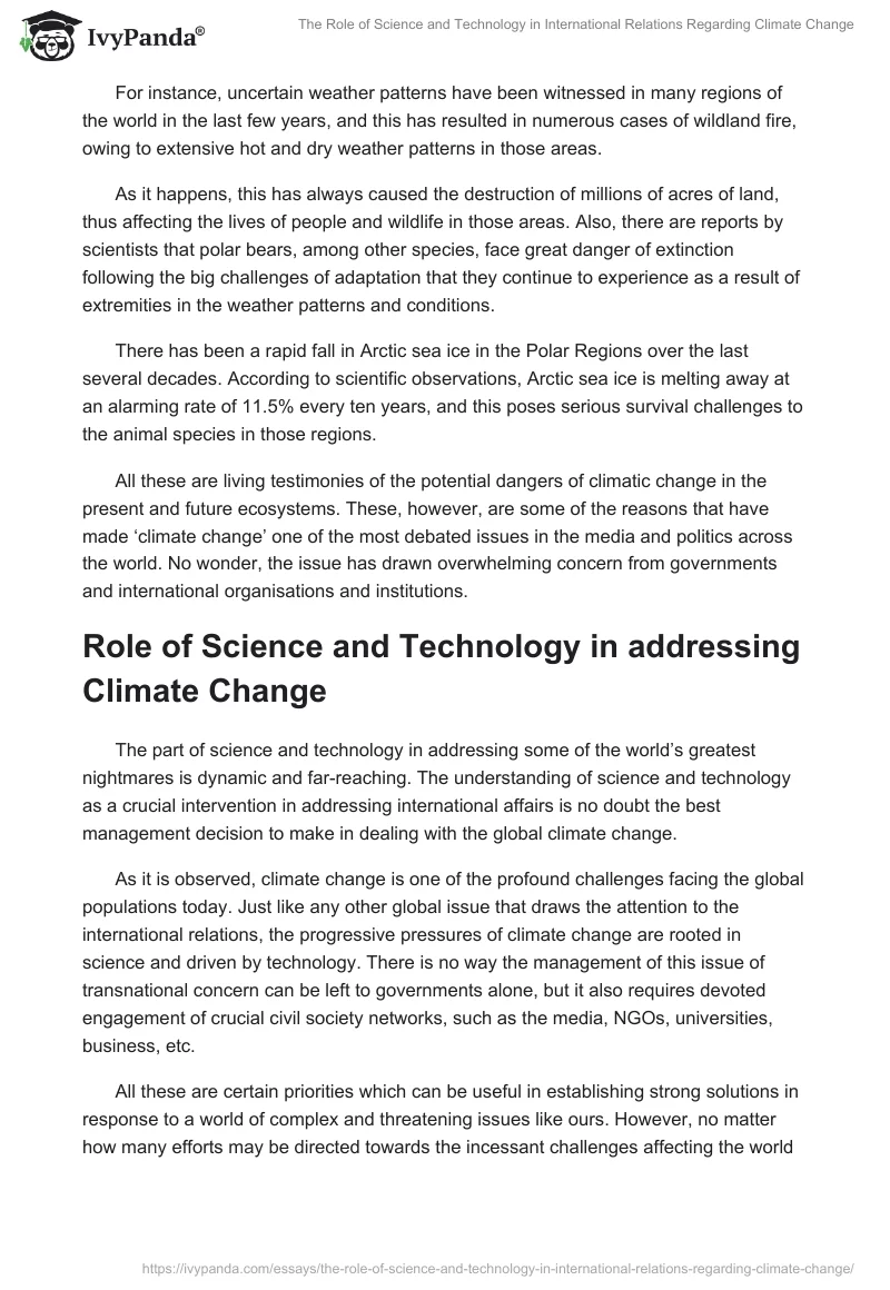 The Role of Science and Technology in International Relations Regarding Climate Change. Page 4