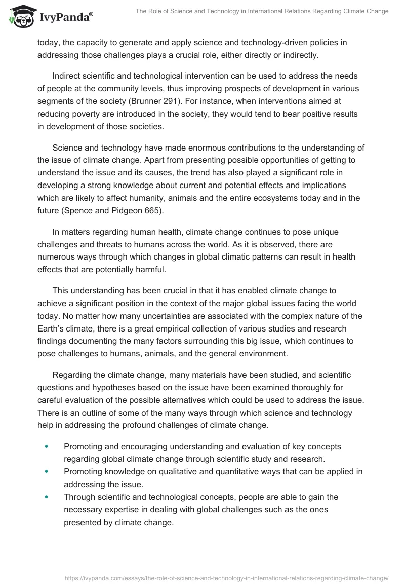 The Role of Science and Technology in International Relations Regarding Climate Change. Page 5