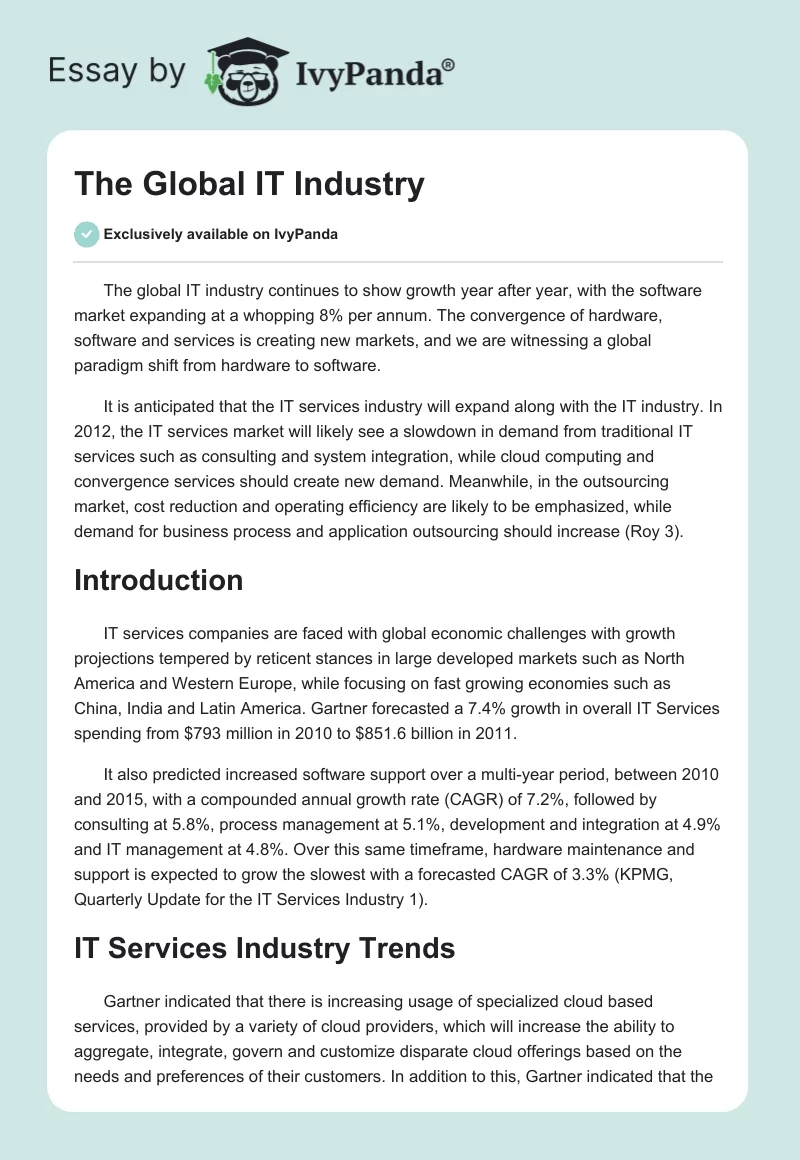 The Global IT Industry. Page 1