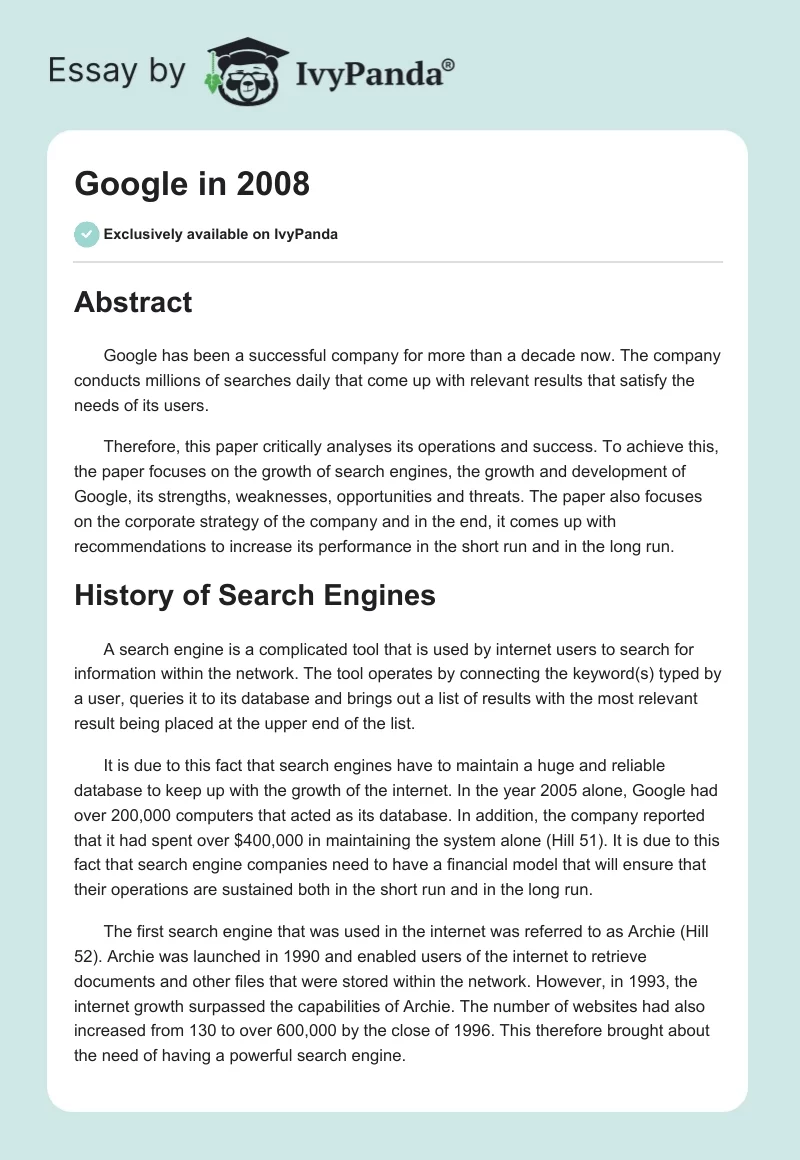 Google in 2008. Page 1