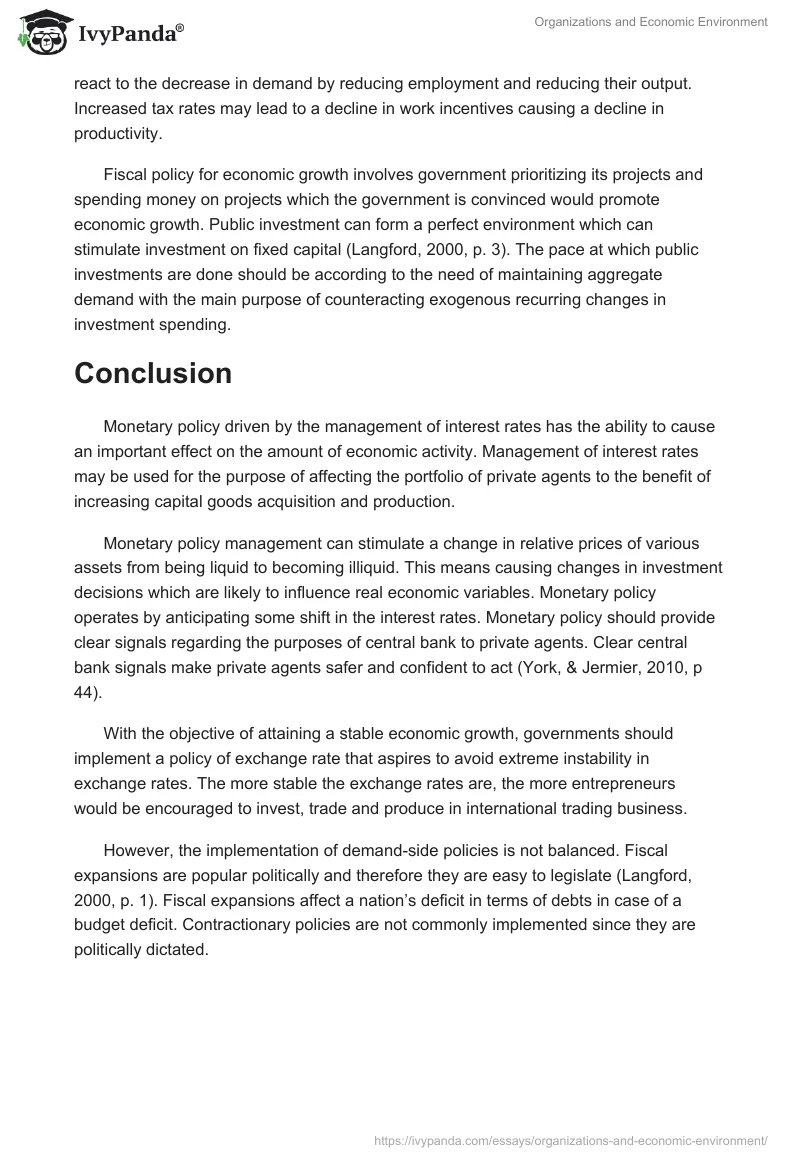 Organizations and Economic Environment. Page 4
