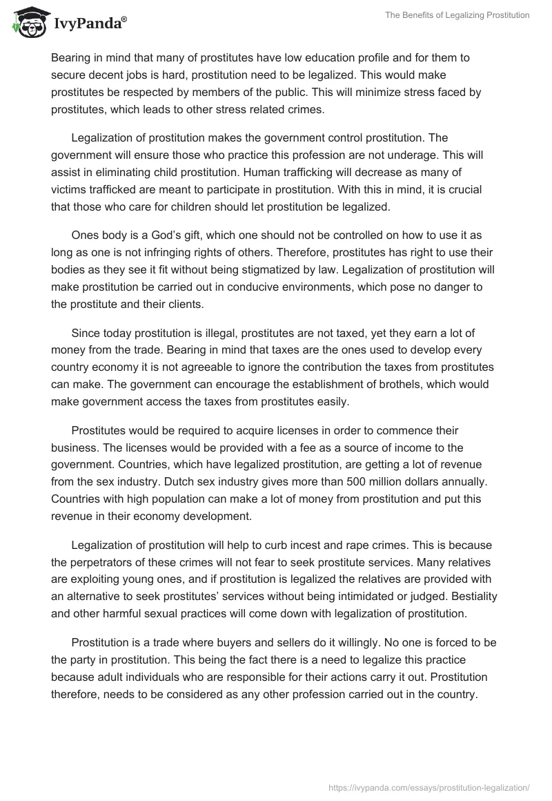 The Benefits of Legalizing Prostitution. Page 2
