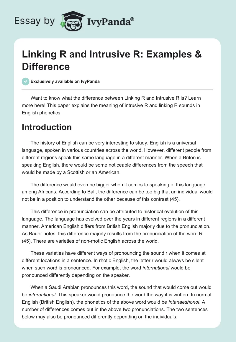 Linking R and Intrusive R: Examples & Difference. Page 1